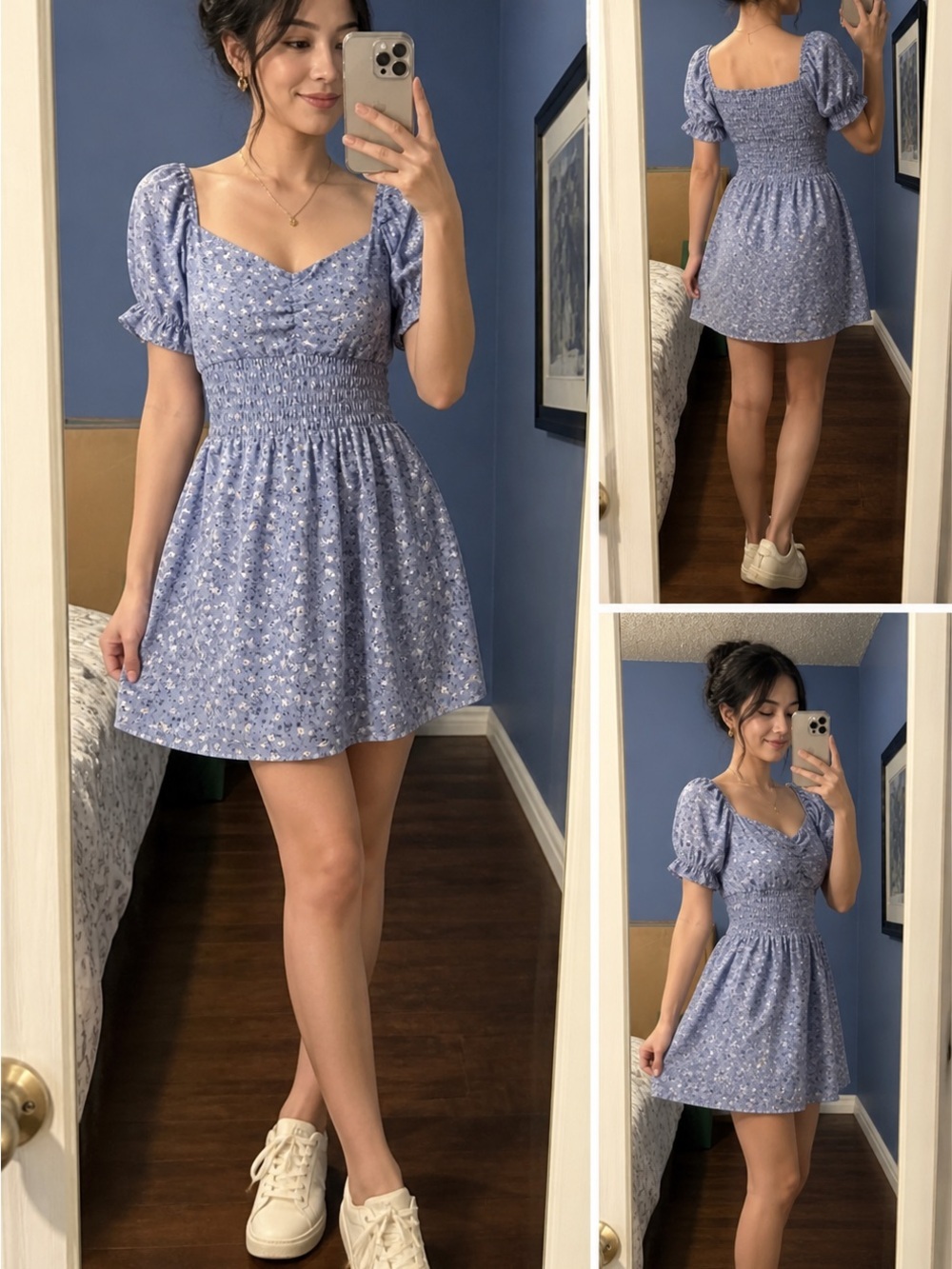 Abercrombie & Fitch Blue Floral Mini Dress S Petite